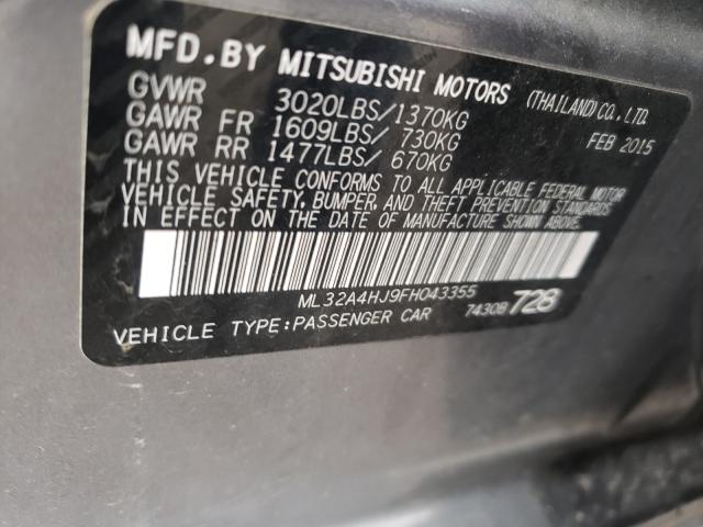 Photo 9 VIN: ML32A4HJ9FH043355 - MITSUBISHI MIRAGE ES 