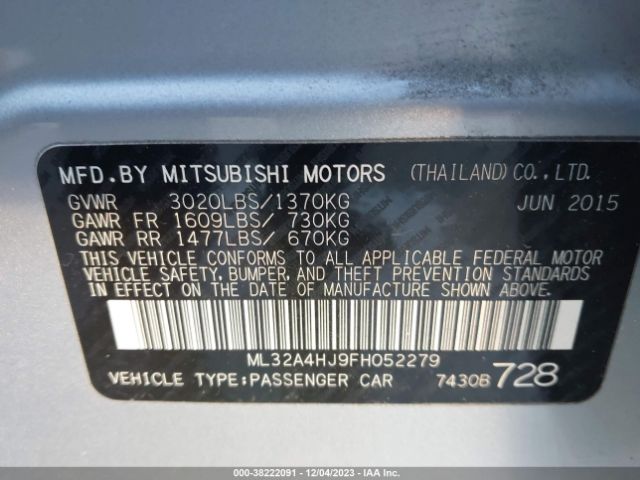 Photo 8 VIN: ML32A4HJ9FH052279 - MITSUBISHI MIRAGE 