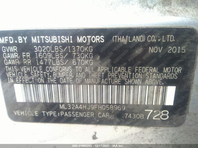 Photo 8 VIN: ML32A4HJ9FH058969 - MITSUBISHI MIRAGE 