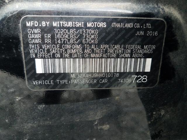 Photo 9 VIN: ML32A4HJ9HH010178 - MITSUBISHI MIRAGE SE 