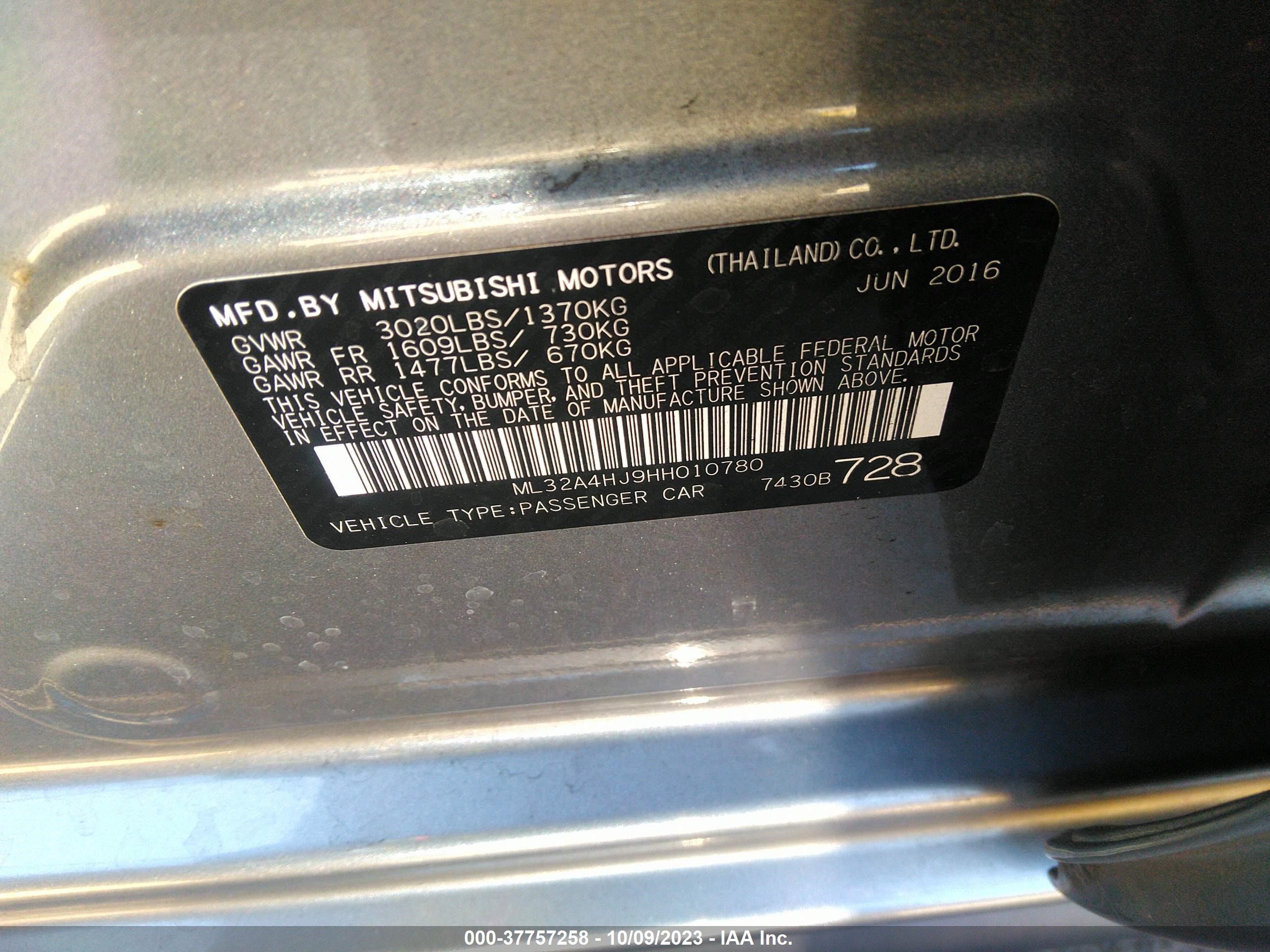 Photo 8 VIN: ML32A4HJ9HH010780 - MITSUBISHI MIRAGE 