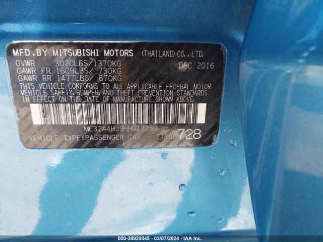 Photo 8 VIN: ML32A4HJ9HH017230 - MITSUBISHI MIRAGE 