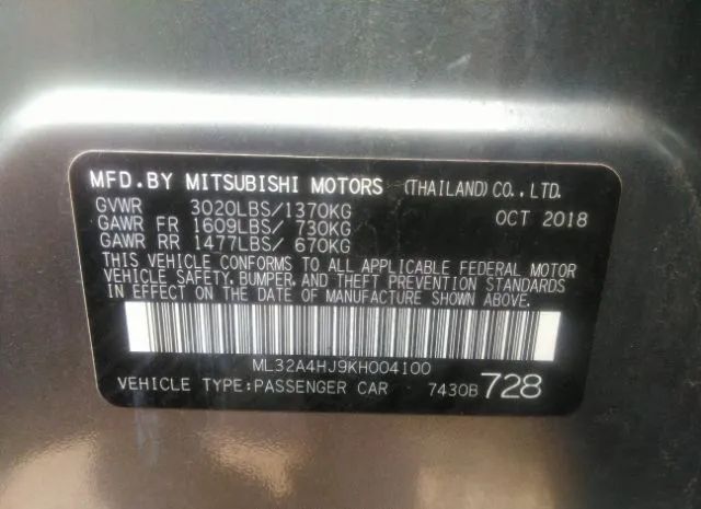 Photo 8 VIN: ML32A4HJ9KH004100 - MITSUBISHI MIRAGE 