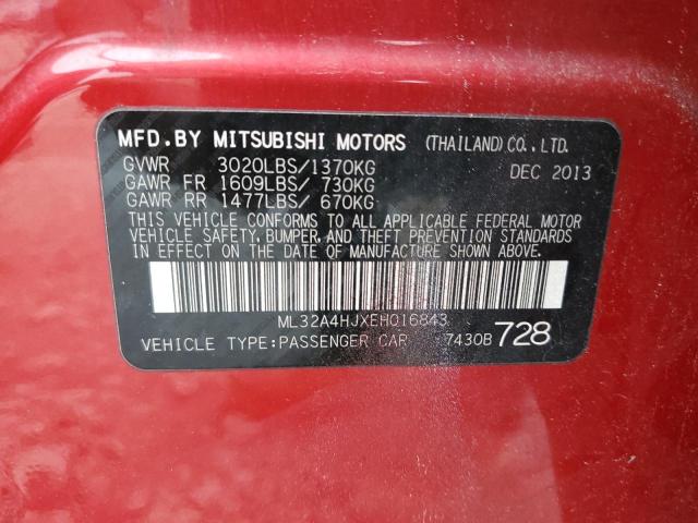 Photo 11 VIN: ML32A4HJXEH016843 - MITSUBISHI MIRAGE ES 