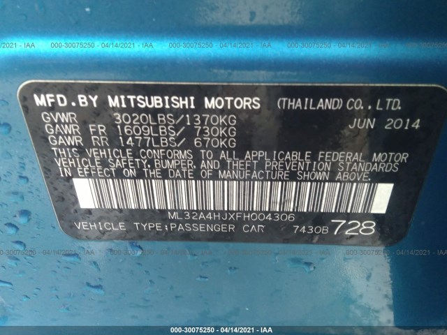 Photo 8 VIN: ML32A4HJXFH004306 - MITSUBISHI MIRAGE 