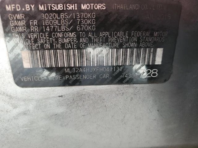 Photo 12 VIN: ML32A4HJXFH041131 - MITSUBISHI MIRAGE ES 