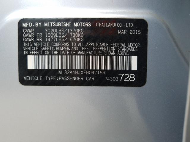 Photo 9 VIN: ML32A4HJXFH047169 - MITSUBISHI MIRAGE ES 