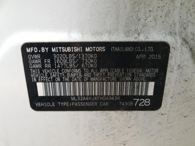 Photo 9 VIN: ML32A4HJXFH049438 - MITSUBISHI MIRAGE ES 