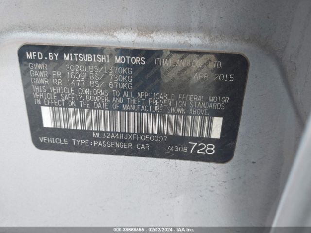 Photo 8 VIN: ML32A4HJXFH050007 - MITSUBISHI MIRAGE 