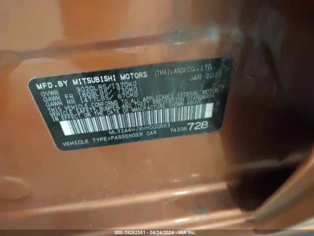 Photo 8 VIN: ML32A4HJXHH000663 - MITSUBISHI MIRAGE 