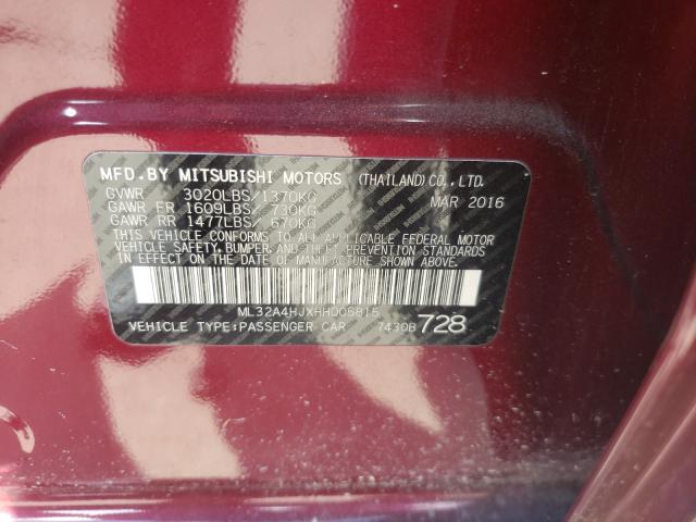 Photo 9 VIN: ML32A4HJXHH005815 - MITSUBISHI MIRAGE SE 