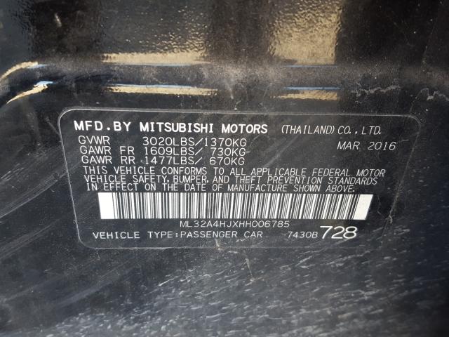 Photo 9 VIN: ML32A4HJXHH006785 - MITSUBISHI MIRAGE SE 