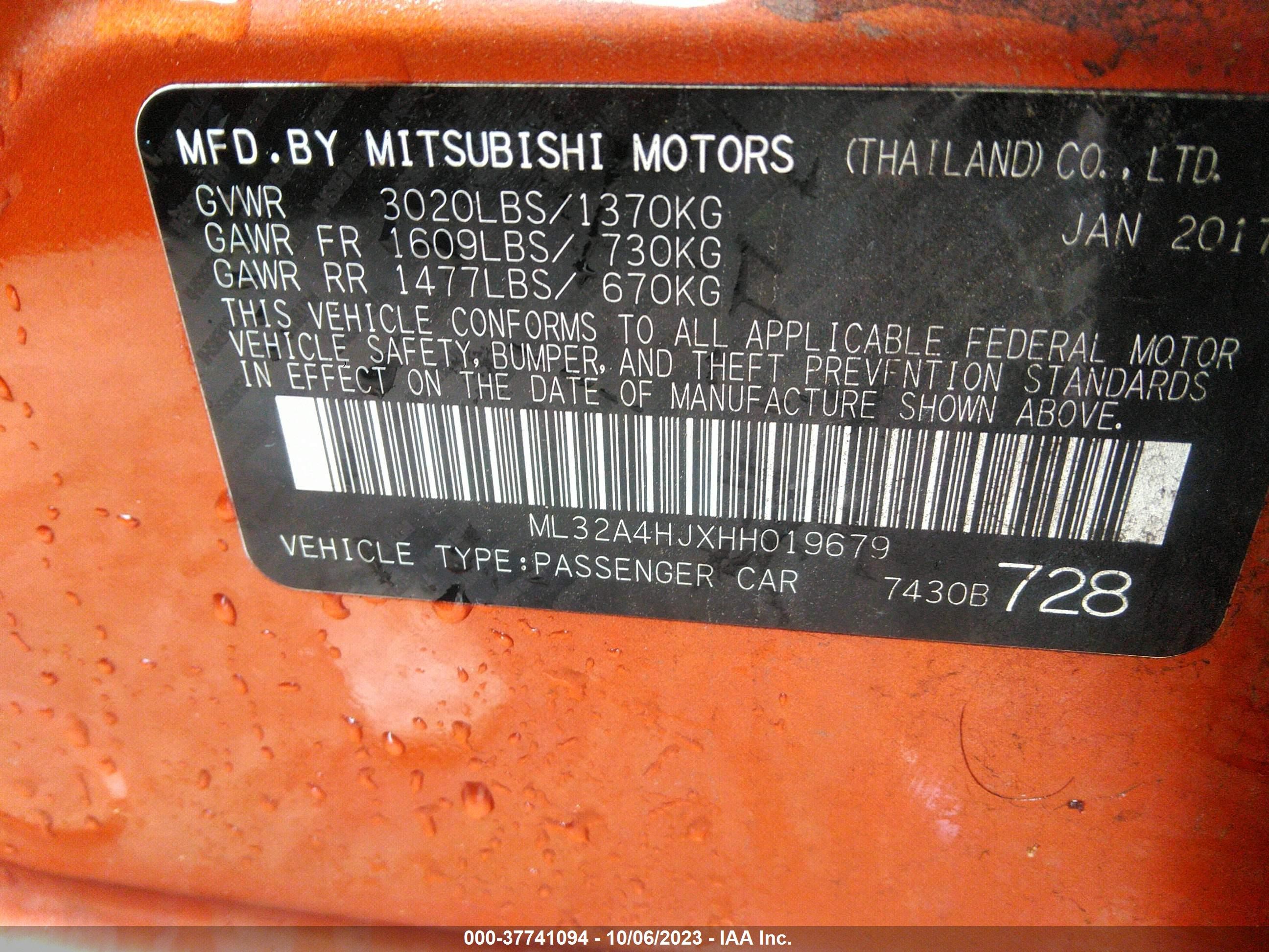 Photo 8 VIN: ML32A4HJXHH019679 - MITSUBISHI MIRAGE 