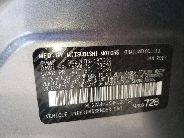 Photo 9 VIN: ML32A4HJXHH020752 - MITSUBISHI MIRAGE SE 