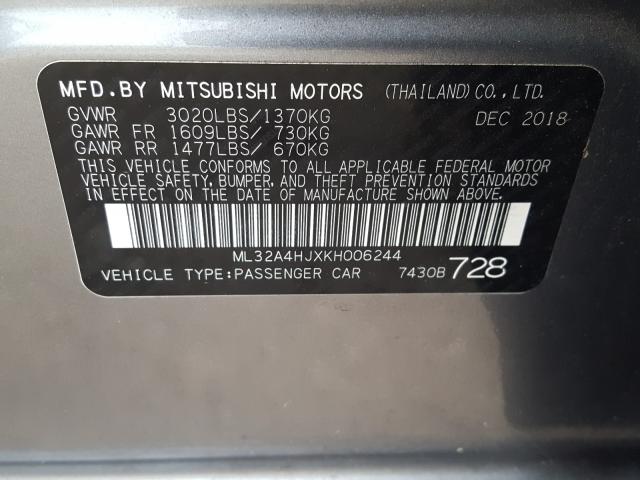 Photo 9 VIN: ML32A4HJXKH006244 - MITSUBISHI MIRAGE SE 