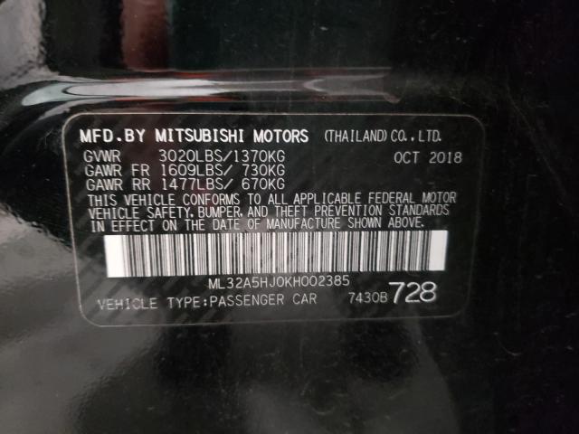 Photo 9 VIN: ML32A5HJ0KH002385 - MITSUBISHI MIRAGE LE 