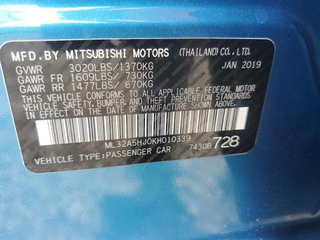 Photo 11 VIN: ML32A5HJ0KH010339 - MITSUBISHI MIRAGE LE 