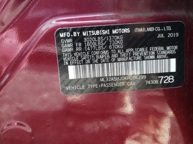 Photo 12 VIN: ML32A5HJ0KH016299 - MITSUBISHI MIRAGE LE 