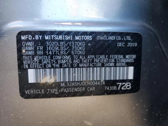 Photo 11 VIN: ML32A5HJ0LH004414 - MITSUBISHI MIRAGE LE 