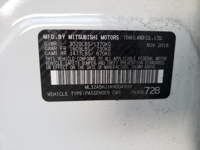 Photo 9 VIN: ML32A5HJ1KH004999 - MITSUBISHI MIRAGE LE 