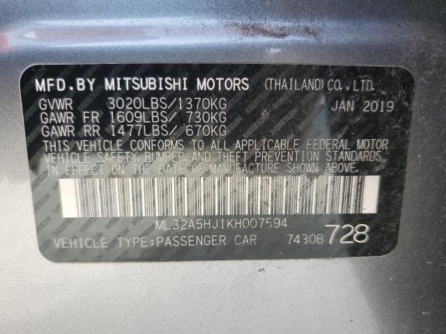 Photo 12 VIN: ML32A5HJ1KH007594 - MITSUBISHI MIRAGE LE 