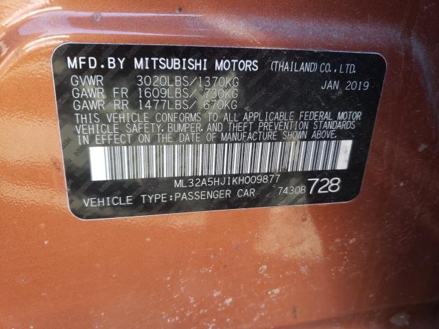 Photo 9 VIN: ML32A5HJ1KH009877 - MITSUBISHI MIRAGE LE 