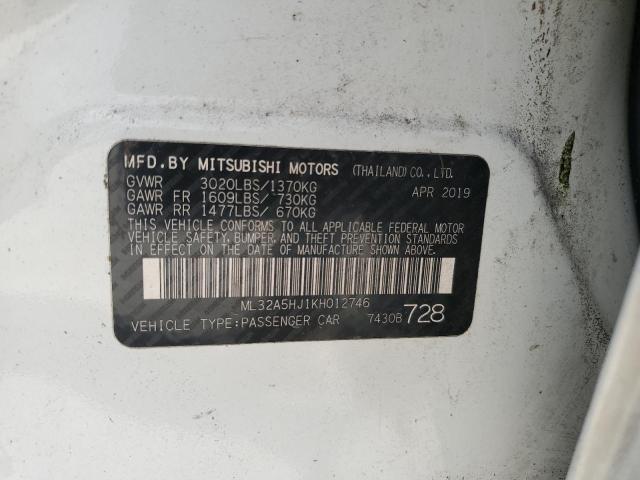 Photo 12 VIN: ML32A5HJ1KH012746 - MITSUBISHI MIRAGE LE 