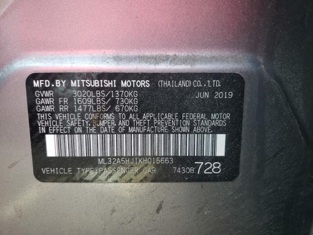 Photo 9 VIN: ML32A5HJ1KH015663 - MITSUBISHI MIRAGE LE 