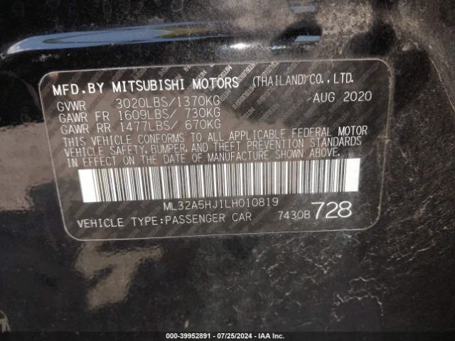 Photo 8 VIN: ML32A5HJ1LH010819 - MITSUBISHI MIRAGE 