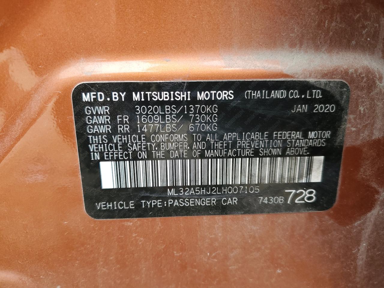 Photo 12 VIN: ML32A5HJ2LH007105 - MITSUBISHI MIRAGE 