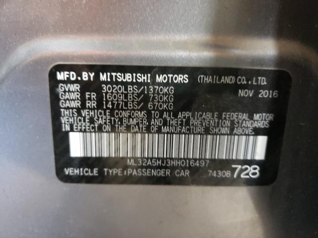 Photo 9 VIN: ML32A5HJ3HH016497 - MITSUBISHI MIRAGE GT 