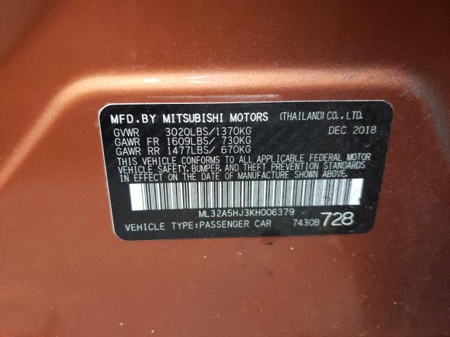 Photo 9 VIN: ML32A5HJ3KH006379 - MITSUBISHI MIRAGE LE 