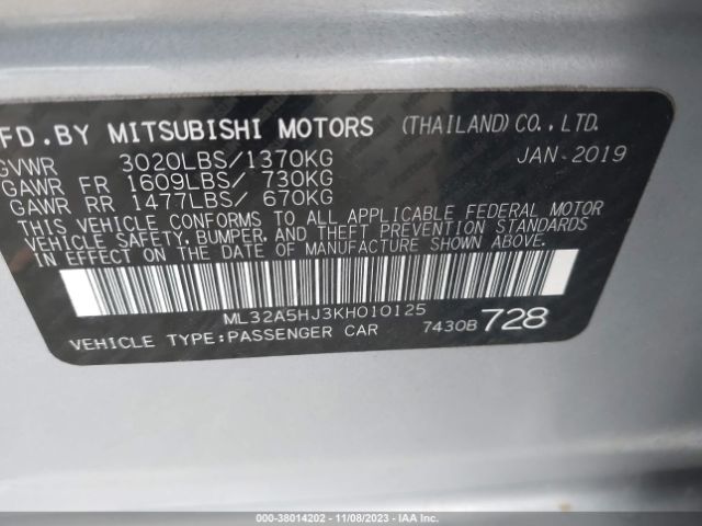 Photo 8 VIN: ML32A5HJ3KH010125 - MITSUBISHI MIRAGE 