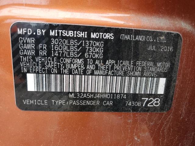 Photo 12 VIN: ML32A5HJ4HH011874 - MITSUBISHI MIRAGE GT 