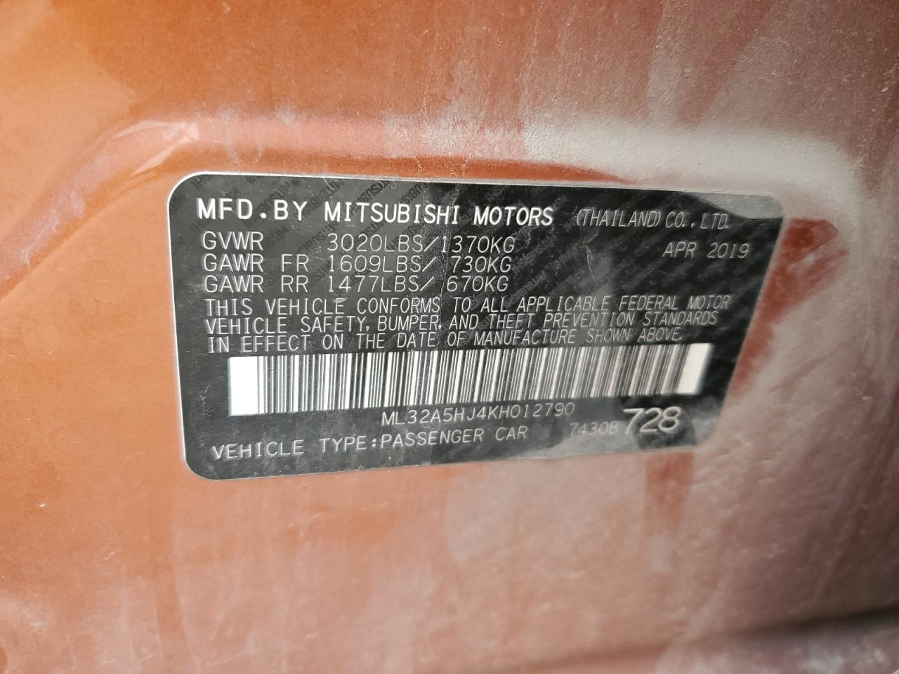 Photo 11 VIN: ML32A5HJ4KH012790 - MITSUBISHI ALL 