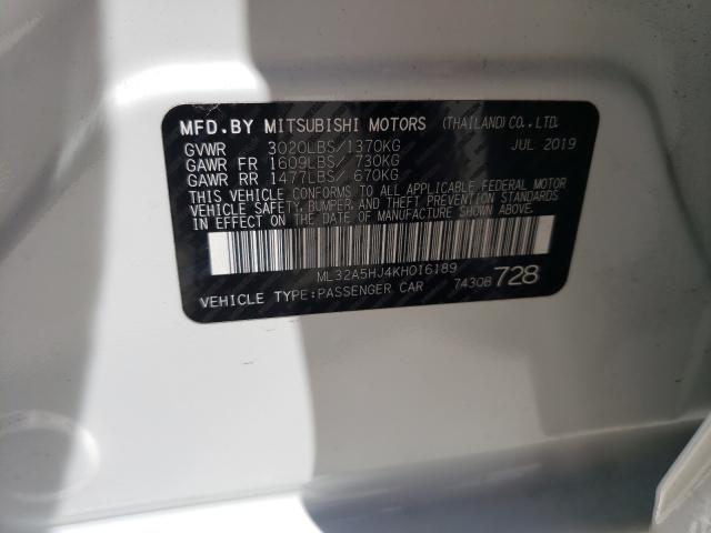 Photo 9 VIN: ML32A5HJ4KH016189 - MITSUBISHI MIRAGE LE 