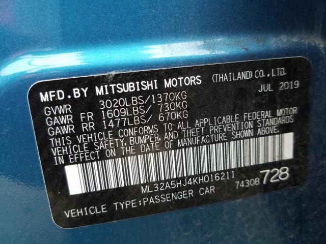 Photo 9 VIN: ML32A5HJ4KH016211 - MITSUBISHI MIRAGE LE 