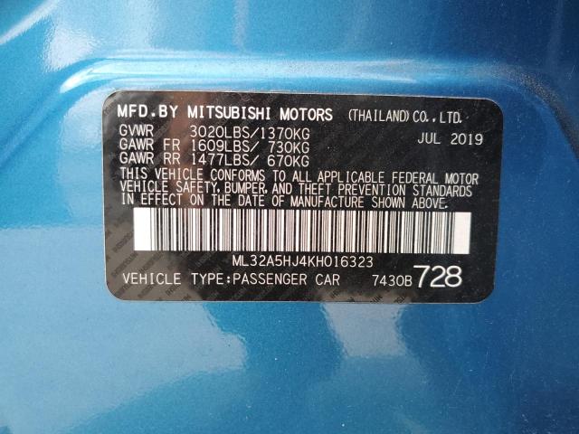 Photo 9 VIN: ML32A5HJ4KH016323 - MITSUBISHI MIRAGE LE 