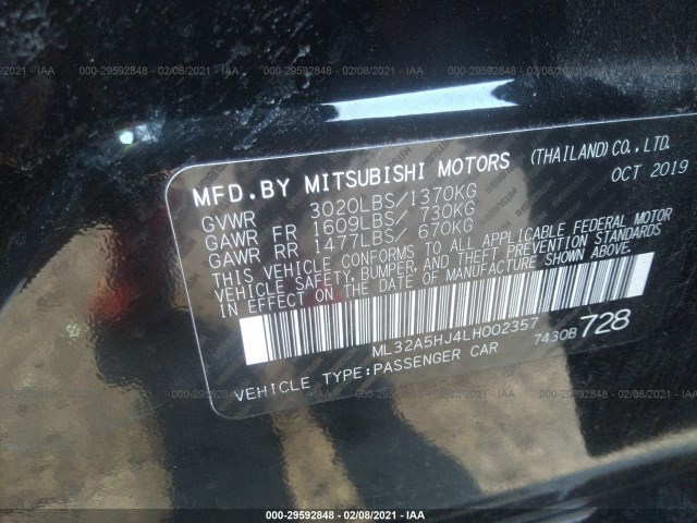 Photo 8 VIN: ML32A5HJ4LH002357 - MITSUBISHI MIRAGE 