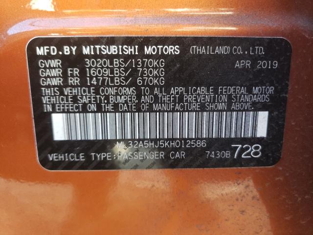 Photo 9 VIN: ML32A5HJ5KH012586 - MITSUBISHI MIRAGE LE 