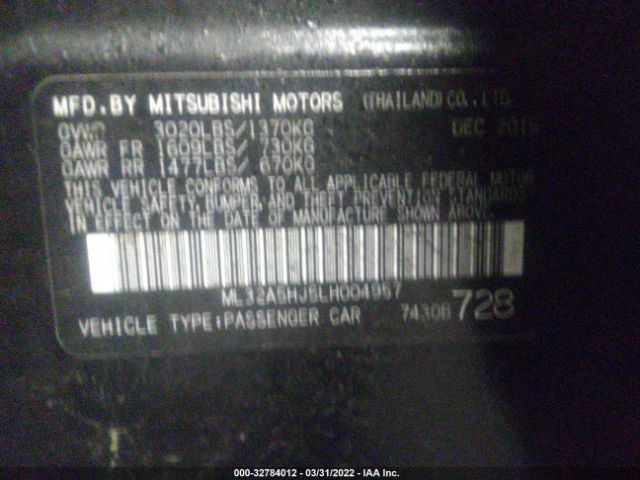 Photo 8 VIN: ML32A5HJ5LH004957 - MITSUBISHI MIRAGE 