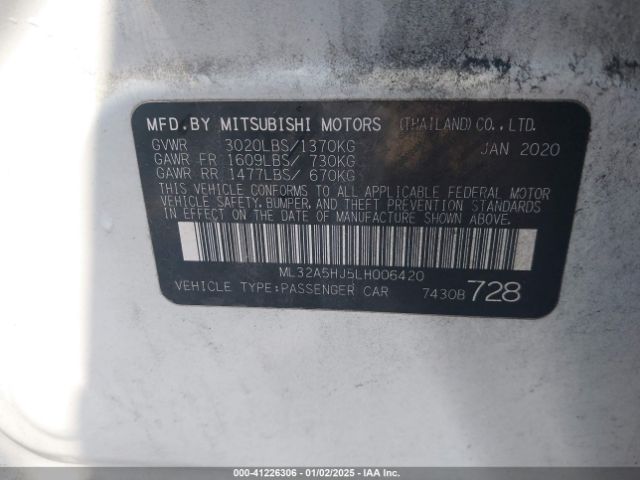 Photo 8 VIN: ML32A5HJ5LH006420 - MITSUBISHI MIRAGE 