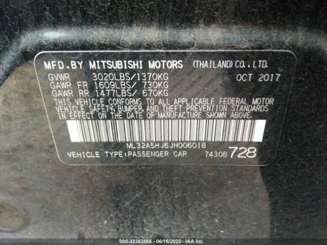 Photo 8 VIN: ML32A5HJ6JH006018 - MITSUBISHI MIRAGE 