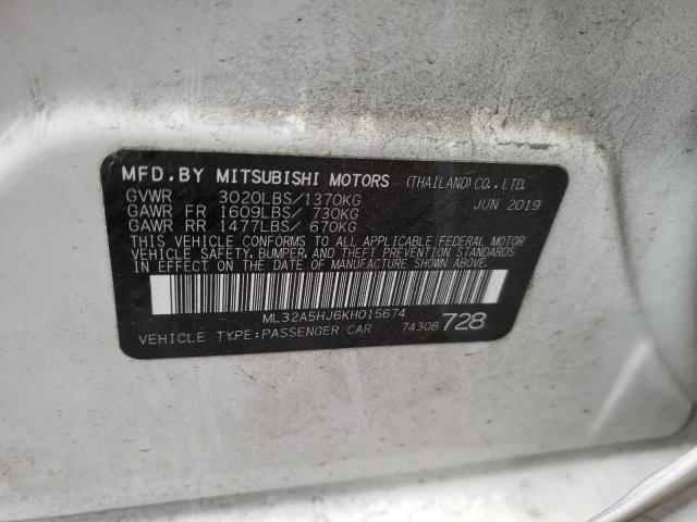 Photo 9 VIN: ML32A5HJ6KH015674 - MITSUBISHI MIRAGE LE 