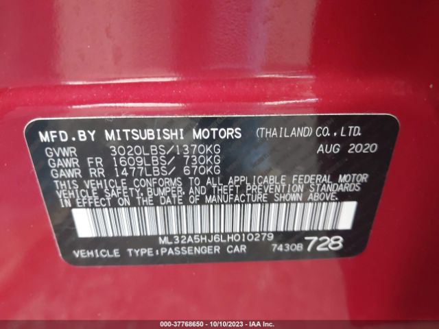 Photo 8 VIN: ML32A5HJ6LH010279 - MITSUBISHI MIRAGE 