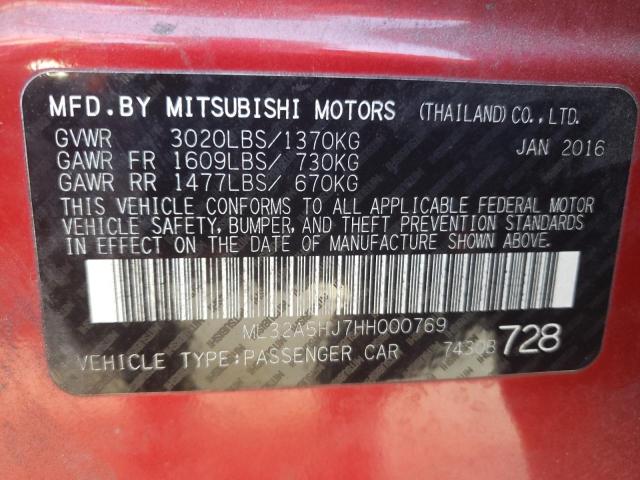 Photo 9 VIN: ML32A5HJ7HH000769 - MITSUBISHI MIRAGE GT 