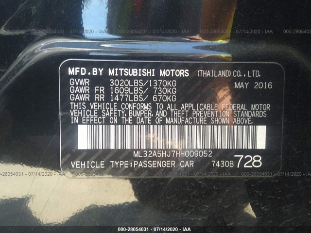 Photo 8 VIN: ML32A5HJ7HH009052 - MITSUBISHI MIRAGE 