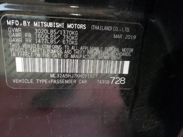 Photo 9 VIN: ML32A5HJ7KH011617 - MITSUBISHI MIRAGE LE 