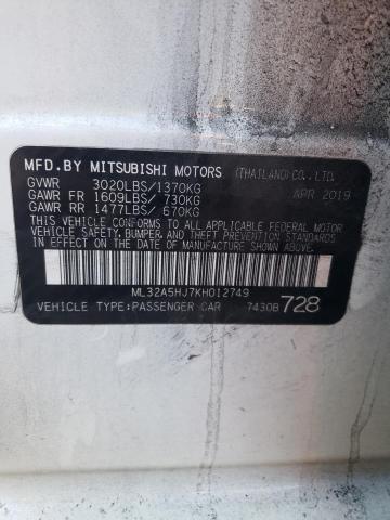 Photo 11 VIN: ML32A5HJ7KH012749 - MITSUBISHI MIRAGE LE 