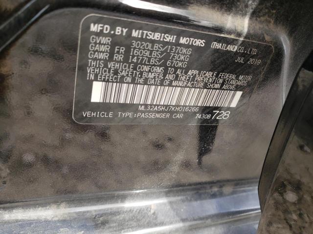 Photo 9 VIN: ML32A5HJ7KH016266 - MITSUBISHI MIRAGE LE 